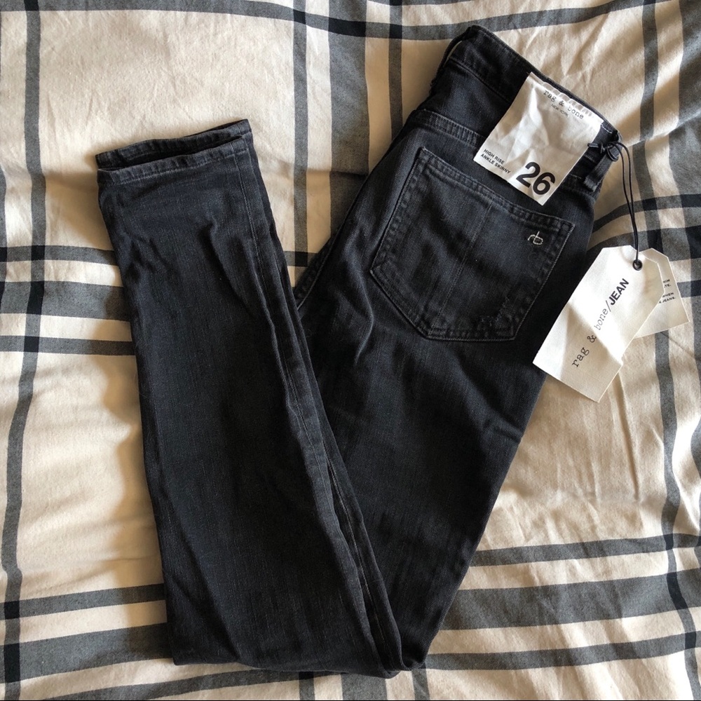 Rag & Bone High Rise Ankle Skinny Rock w/ holes